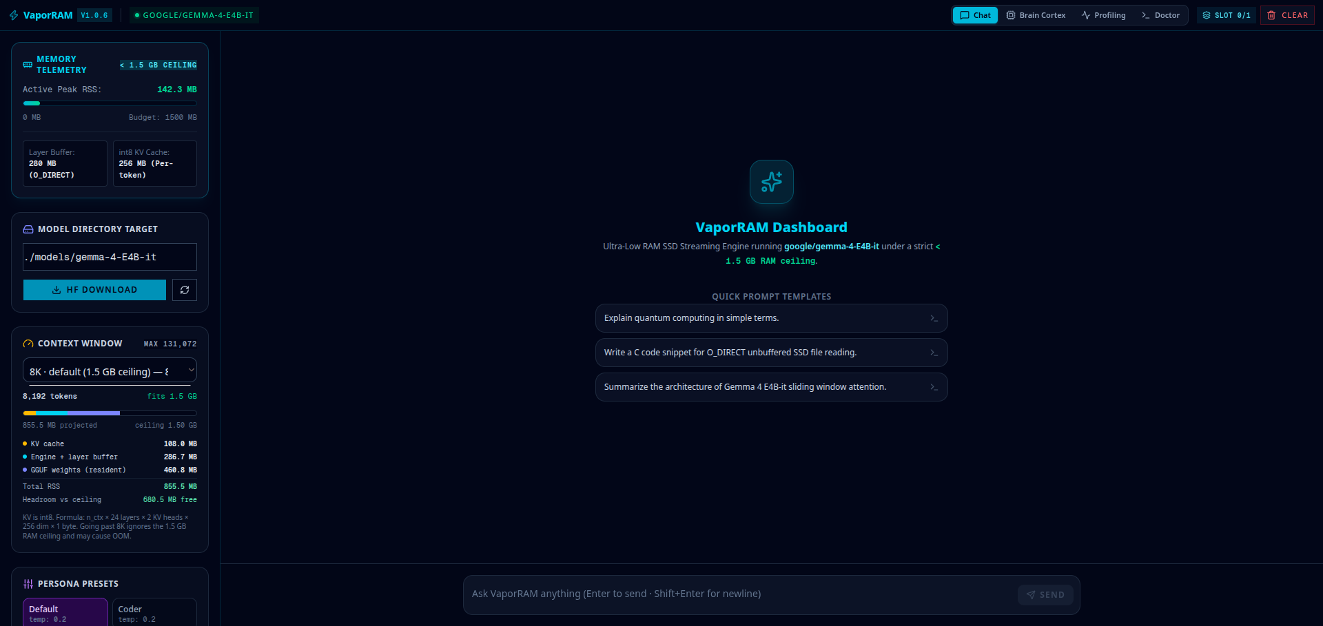 VaporRAM Dashboard Interface Preview